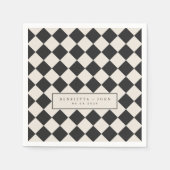 Vintage Old Money Preppy Checkered Retro Wedding Serviette (Vorderseite)
