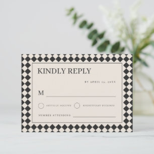 Vintage Old Money Preppy Karo-Hochzeit RSVP Karte