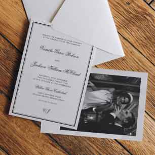 Vintage Old Money Schwarz-Weiße Hochzeit Einladung
