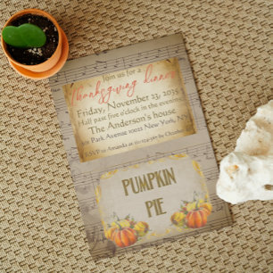 Vintage Old Pumpkin Pie Rustic Thanksgiving Dinner Einladung