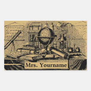 Vintage "Old School" Lehrer-Label-Vorlage Rechteckiger Aufkleber