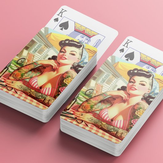 Vintage Old School Pin-up-Dame Spielkarten
