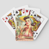 Vintage Old School Pin-up-Dame Spielkarten (Rückseite)