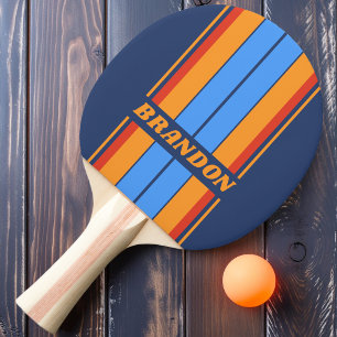Vintage Old School Regenbogen Brett Streifen mit N Tischtennis Schläger