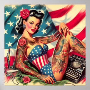 Vintage Old School Tattoo Pin-Up Poster