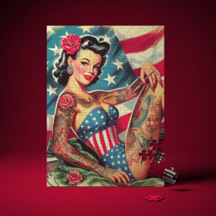 Vintage Old School Tattoo Pin Up Puzzle