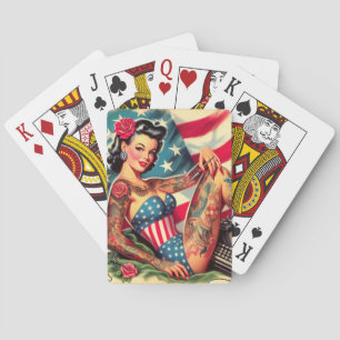 Vintage Old School Tattoo Pin Up Spielkarten