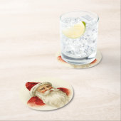 Vintage Old Time Santa Christmas Runder Pappuntersetzer (Vor Ort)