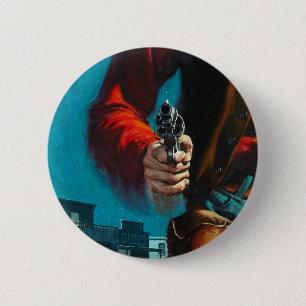 Vintage Old West Revolverheld Cowboy Button