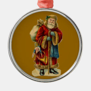 Vintage Old World Weihnachtsmann Weihnachtsbaum Sc Silbernes Ornament