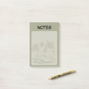 Vintage Oldtimer Palmen Sagegrün Liniiert Post-it Klebezettel