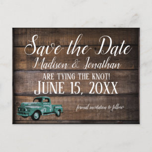 Vintage Oldtimer Truck Rustikale Hochzeit Save the Postkarte