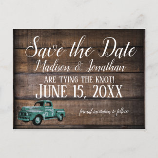 Vintage Oldtimer Truck Rustikale Hochzeit Save the Postkarte
