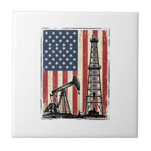 Vintage-Ölfeld-Amerikanische-Flagge-Vektor-Shirt-D Fliese