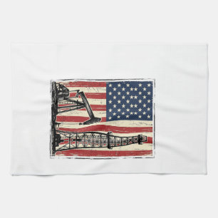 Vintage-Ölfeld-Amerikanische-Flagge-Vektor-Shirt-D Geschirrtuch