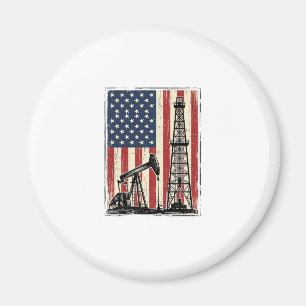 Vintage-Ölfeld-Amerikanische-Flagge-Vektor-Shirt-D Magnet