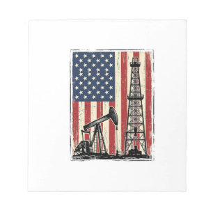 Vintage-Ölfeld-Amerikanische-Flagge-Vektor-Shirt-D Notizblock