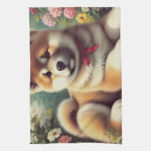 Vintage Ölgemälde Akita Geschirrtuch (Vertikal)