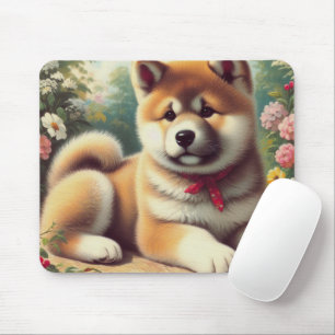 Vintage Ölgemälde Akita Mousepad
