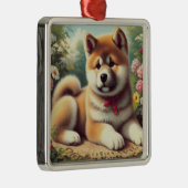 Vintage Ölgemälde Akita Ornament Aus Metall (Rechts)