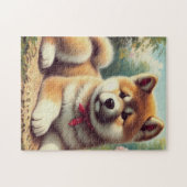 Vintage Ölgemälde Akita Puzzle (Horizontal)