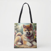 Vintage Ölgemälde Akita Tasche (Vorderseite)