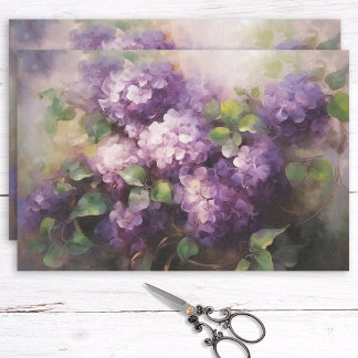 Vintage Ölgemälde Lilacs und Blätter Dekoupage Seidenpapier
