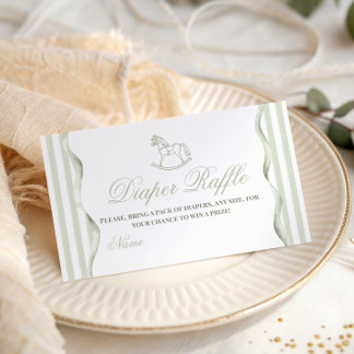 Vintage-Oliv-Schukelpferd-Baby-Shower-Windel Begleitkarte