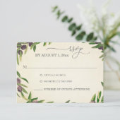 Vintage Olive Branch Griechische Hochzeit RSVP (Stehend Vorderseite)