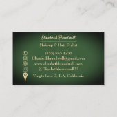 Vintage Olive Green & Gold Hair Salon Socials Visitenkarte (Rückseite)