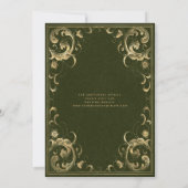 Vintage Olive Green Gold Hochzeit retten Datum Einladung (Rückseite)