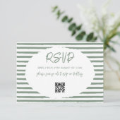 Vintage Olive Green Stripes Hochzeit RSVP Karte (Stehend Vorderseite)