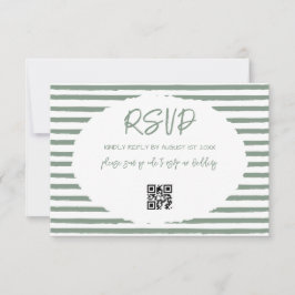 Vintage Olive Green Stripes Hochzeit RSVP Karte