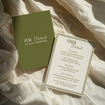 Vintage Oliven Grün Old Money Hochzeitsdetails