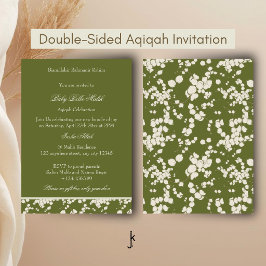 Vintage Oliven Grün und Beige Old Money Aqiqah Einladung