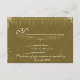 Vintage Oliven-grüne Damast Hochzeit UAWG RSVP Karte