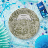 Vintage Oliven-Grüntoile-Dusche Pappteller (Party)