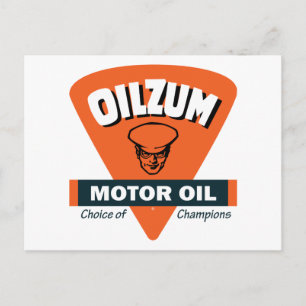 Vintage Ölzum-Motoröl-Schild Postkarte
