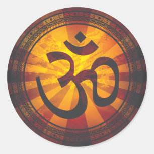Vintage Om-Symbol-Druck Runder Aufkleber