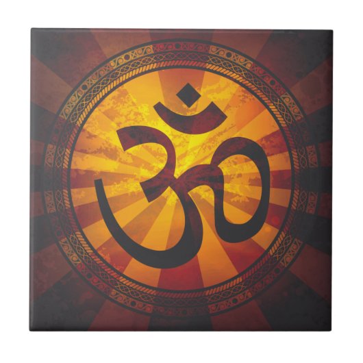 Vintage Om-Symbol Fliese (Vorderseite)