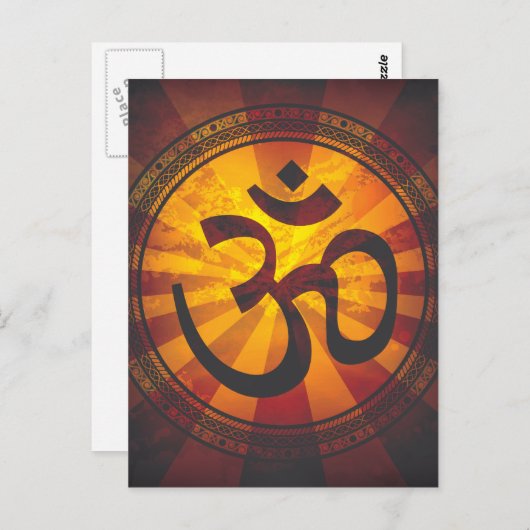 Vintage Om-Symbol-Print Postkarte (Vorne/Hinten)