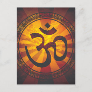 Vintage Om-Symbol-Print Postkarte