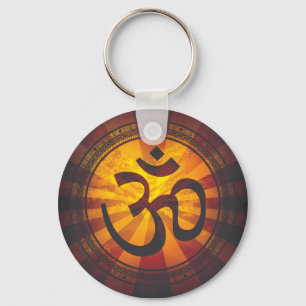 Vintage Om-Symbol-Print Schlüsselanhänger