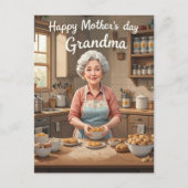 Vintage Oma Backmütter Tag Retro Postkarte (Vorderseite)