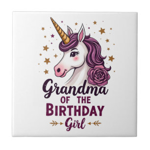 Vintage-Oma des Geburtstagsmädchens Einhorn Flora Fliese