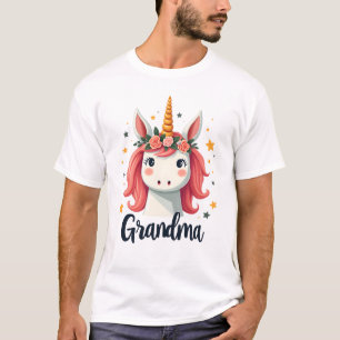 Vintage-Oma-Einhorn-Blumenkrone Cute Magical  T-Shirt