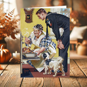 Vintage-Oma-Marine-Sailor-Hund-Thanksgiving Feiertagskarte