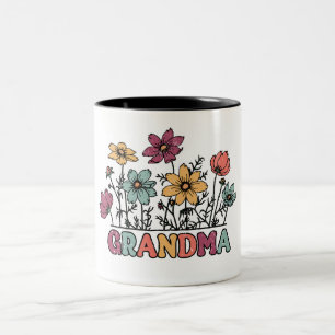 Vintage Oma/Wildblumen Zweifarbige Tasse