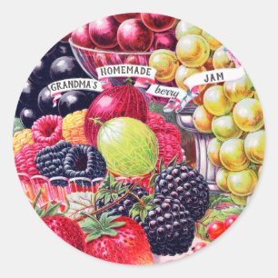 Vintage Oma's hausgemachte Frucht Berry Jam Runder Aufkleber