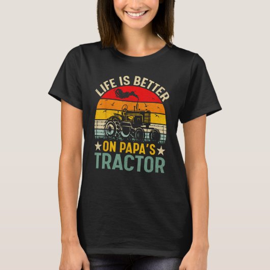 Vintage  On Papas Tractor Farming T-Shirt (Vorderseite)
